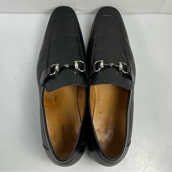 Magnanni Horsebit Black Leather Slip On Dress Loafers Shoes Mens Size 16