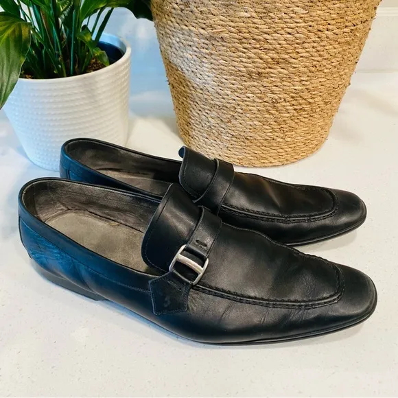 Magnanni Single Monk Mens Dress Shoes Leather Size 9.5 M Black #15843
