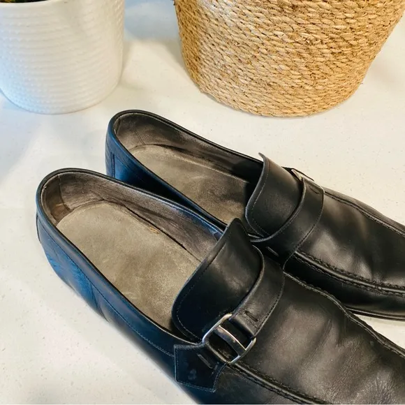Magnanni Single Monk Mens Dress Shoes Leather Size 9.5 M Black #15843