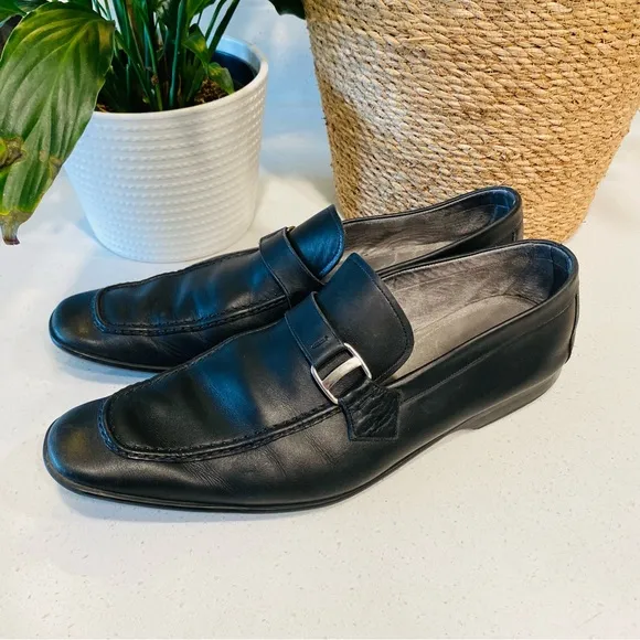 Magnanni Single Monk Mens Dress Shoes Leather Size 9.5 M Black #15843