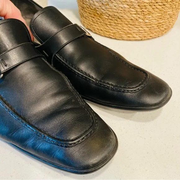 Magnanni Single Monk Mens Dress Shoes Leather Size 9.5 M Black #15843