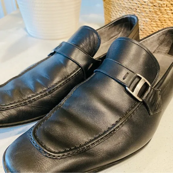 Magnanni Single Monk Mens Dress Shoes Leather Size 9.5 M Black #15843