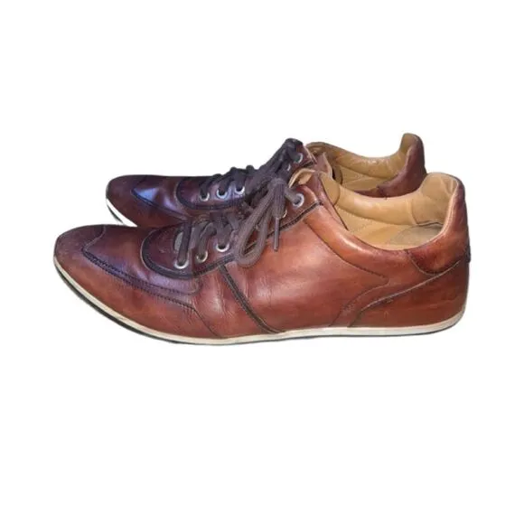 Magnanni Men's Marlow Cognac Brown Leather Lace Up Men Sneakers size 10