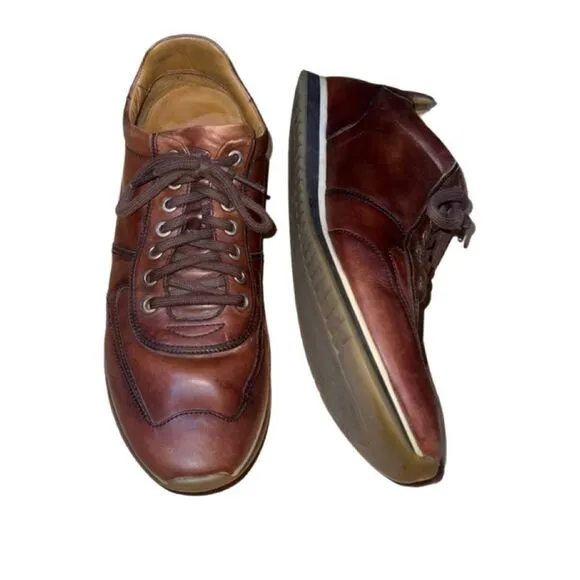 Magnanni Men's Marlow Cognac Brown Leather Lace Up Men Sneakers size 10
