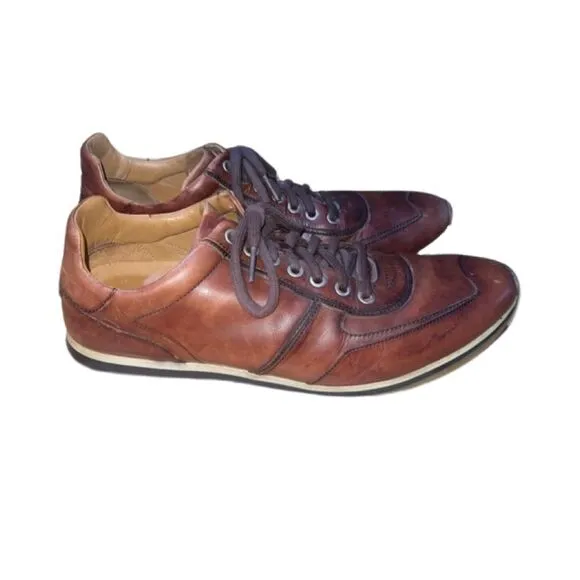 Magnanni Men's Marlow Cognac Brown Leather Lace Up Men Sneakers size 10