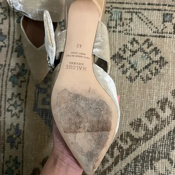 Malone Souliers Beige Velvet Women's Shoes