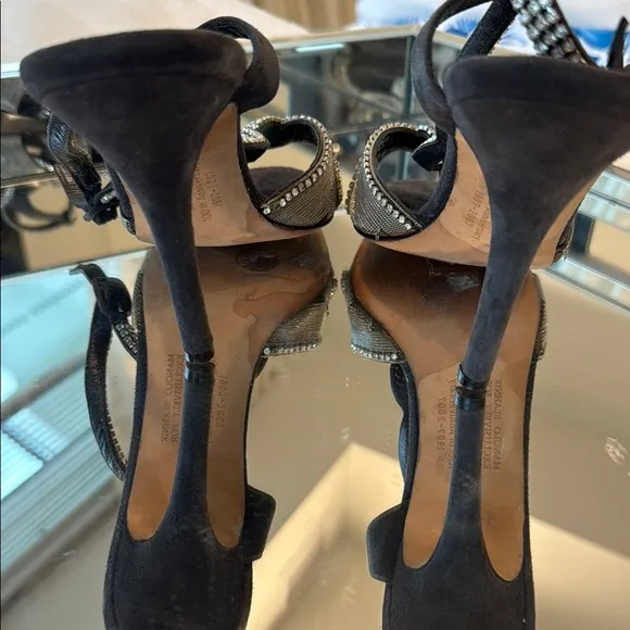 Manolo Blahnik Black and Silver with Swarvoski Embellishments