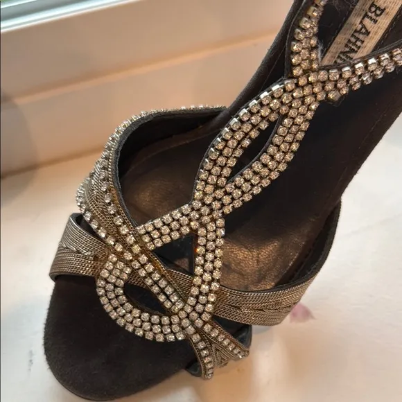 Manolo Blahnik Black and Silver with Swarvoski Embellishments