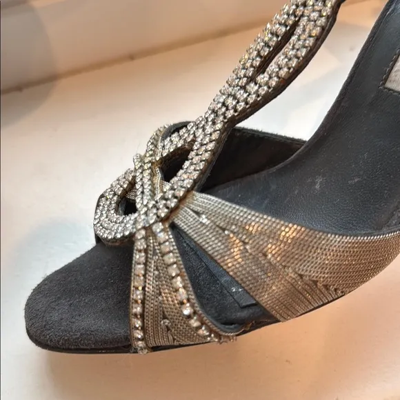 Manolo Blahnik Black and Silver with Swarvoski Embellishments