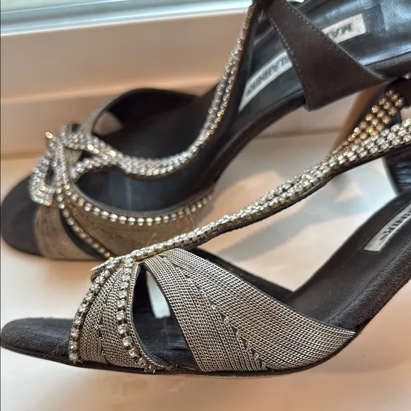 Manolo Blahnik Black and Silver with Swarvoski Embellishments