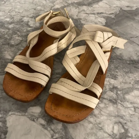 Marc by Marc Jacobs Open Toes Crisscross Strappy Sandal Brown White Size 38 US 8