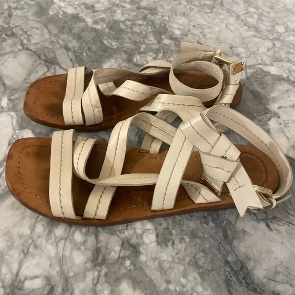 Marc by Marc Jacobs Open Toes Crisscross Strappy Sandal Brown White Size 38 US 8