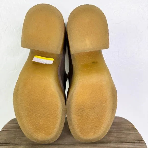 Marc Fisher Lina Gum Sole Suede Leather Heeled Loafer Shoes Tan Academia 7.5 NWT