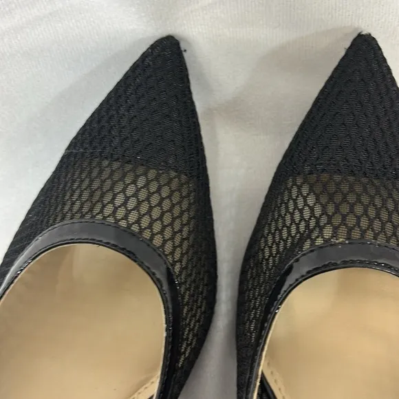 Marc fisher LTD black mesh pointy toe leather sole heals size 81/2