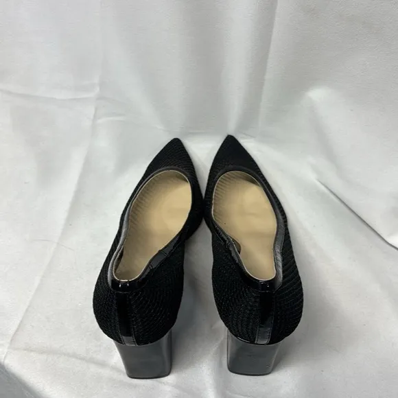 Marc fisher LTD black mesh pointy toe leather sole heals size 81/2