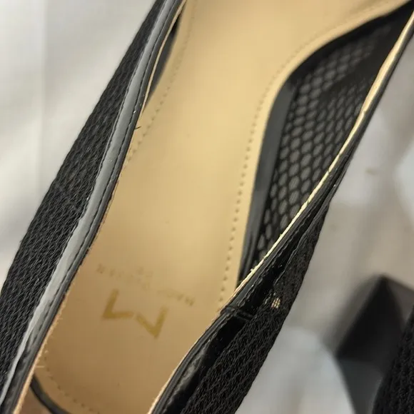 Marc fisher LTD black mesh pointy toe leather sole heals size 81/2