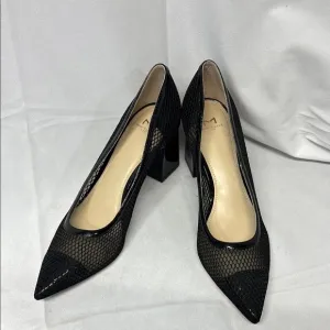 Marc fisher LTD black mesh pointy toe leather sole heals size 81/2