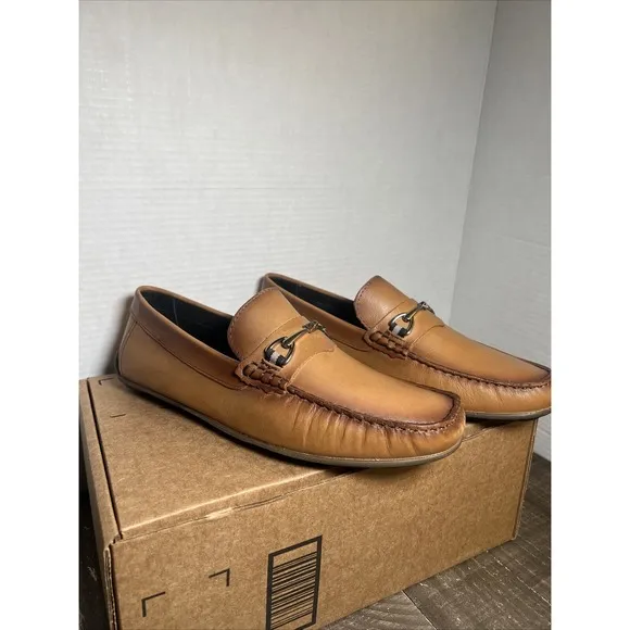 Marc Joseph New York Mens Sz 9.5 Tan Leather Loafers SlipOn Shoes 6120 TN NWOB
