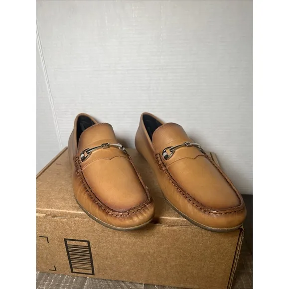 Marc Joseph New York Mens Sz 9.5 Tan Leather Loafers SlipOn Shoes 6120 TN NWOB