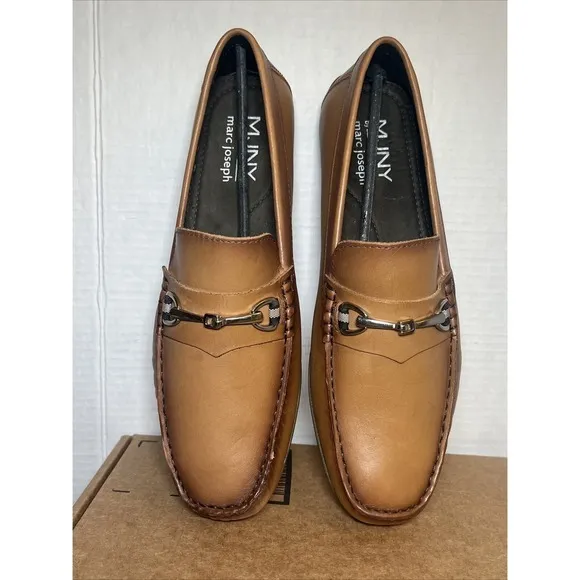 Marc Joseph New York Mens Sz 9.5 Tan Leather Loafers SlipOn Shoes 6120 TN NWOB