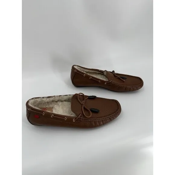 Marc Joseph New York Rockefeller Brown Moccasin Leather Sheep Fur Lined EU 43.5