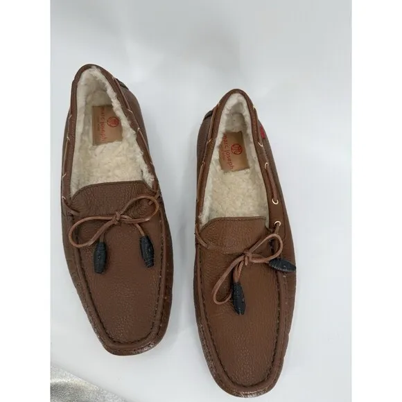 Marc Joseph New York Rockefeller Brown Moccasin Leather Sheep Fur Lined EU 43.5