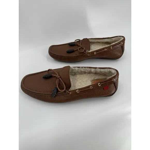 Marc Joseph New York Rockefeller Brown Moccasin Leather Sheep Fur Lined EU 43.5