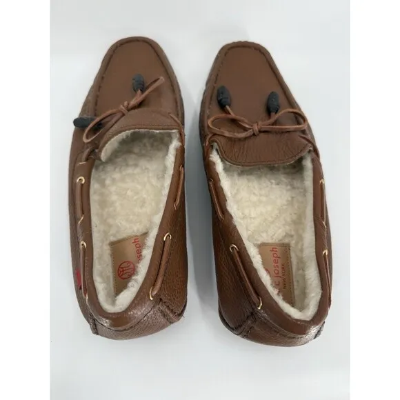 Marc Joseph New York Rockefeller Brown Moccasin Leather Sheep Fur Lined EU 43.5