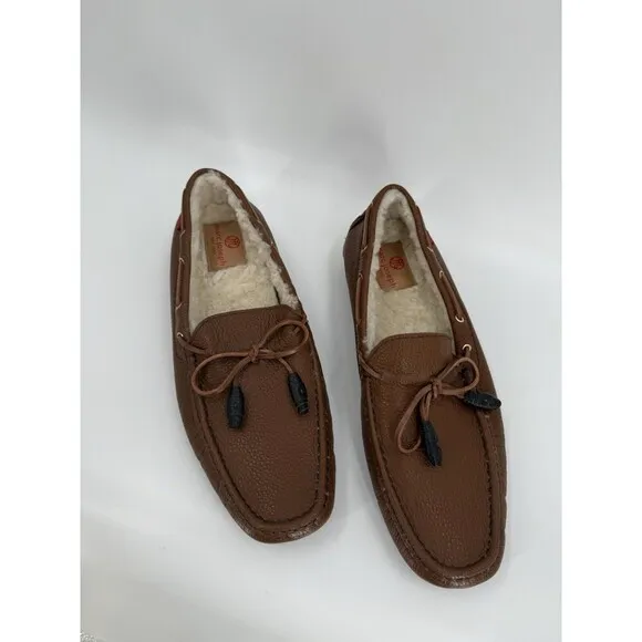 Marc Joseph New York Rockefeller Brown Moccasin Leather Sheep Fur Lined EU 43.5