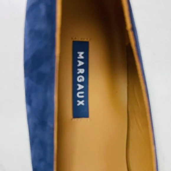 MARGAUX Navy Blue Suede Classic Flats Round Toes Shoes