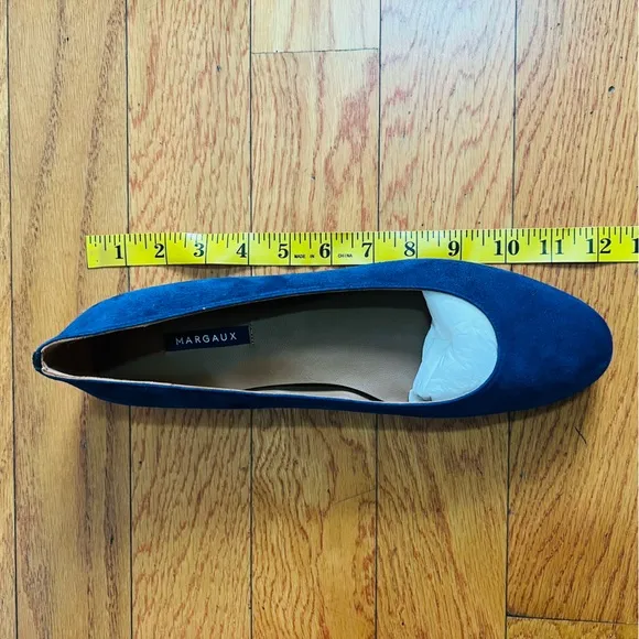 MARGAUX Navy Blue Suede Classic Flats Round Toes Shoes