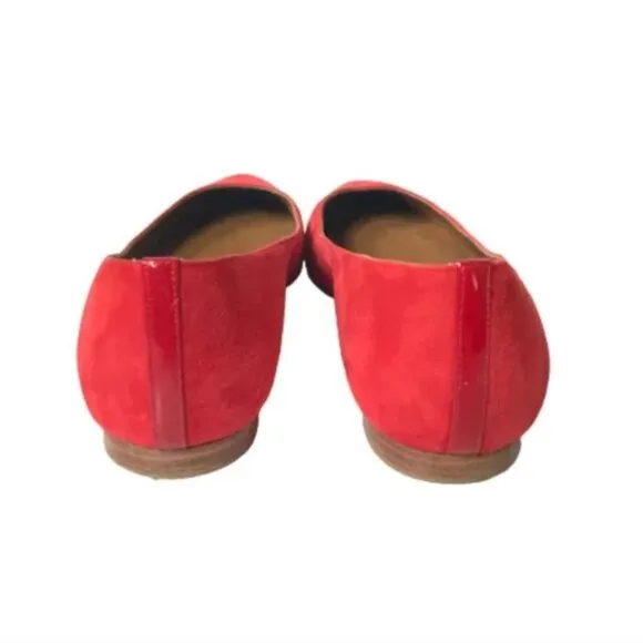 Margaux Suede Ballet Flats Loafers Shoes Womens 37.5 Red Orange Rounded Toe 7.5
