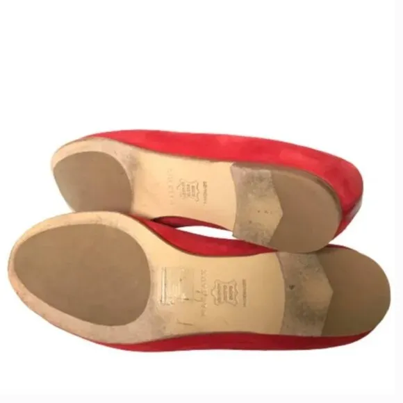 Margaux Suede Ballet Flats Loafers Shoes Womens 37.5 Red Orange Rounded Toe 7.5