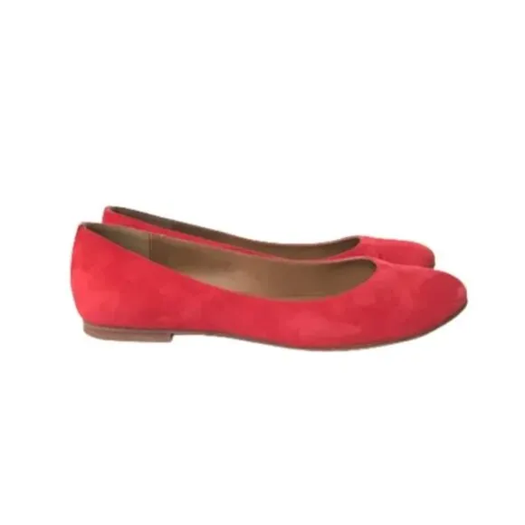 Margaux Suede Ballet Flats Loafers Shoes Womens 37.5 Red Orange Rounded Toe 7.5