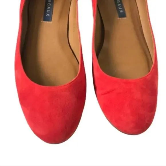 Margaux Suede Ballet Flats Loafers Shoes Womens 37.5 Red Orange Rounded Toe 7.5