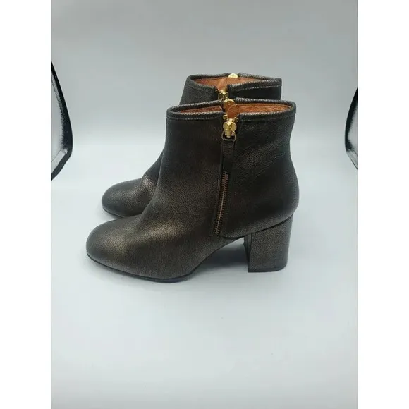 Marroqui Sanchez Spain Womens Black Gold Sz 39 US 8.5 Leather Ankle Boots Shoes