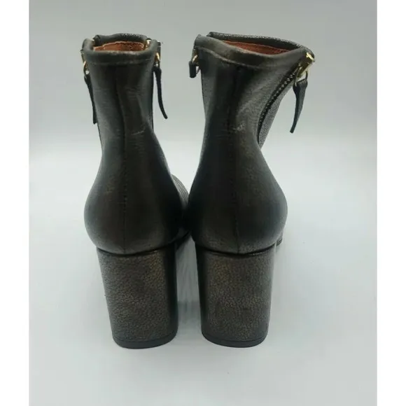 Marroqui Sanchez Spain Womens Black Gold Sz 39 US 8.5 Leather Ankle Boots Shoes