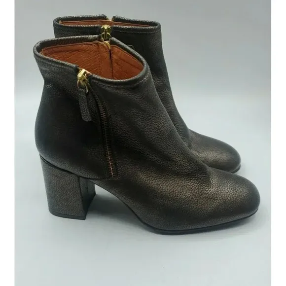 Marroqui Sanchez Spain Womens Black Gold Sz 39 US 8.5 Leather Ankle Boots Shoes