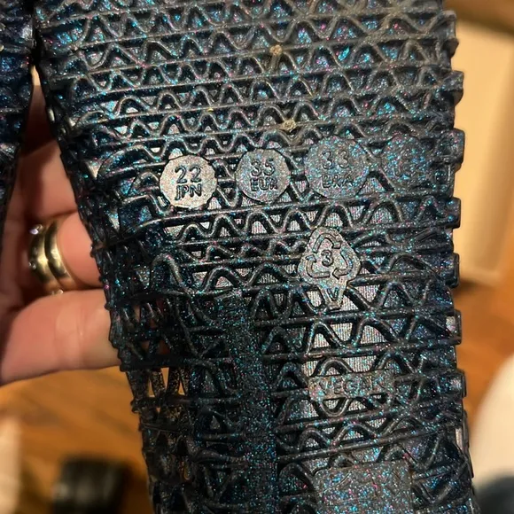 Melissa Mini Campana Papel ballet pumps Blue Glitter size 4 New in Box