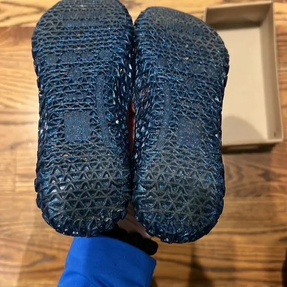 Melissa Mini Campana Papel ballet pumps Blue Glitter size 4 New in Box