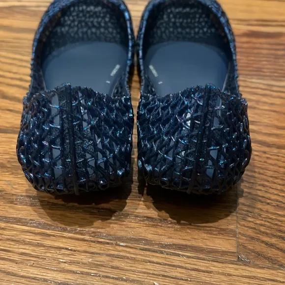 Melissa Mini Campana Papel ballet pumps Blue Glitter size 4 New in Box