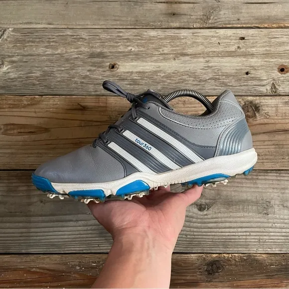 Men adidas Tour360 Grey Blue Golf Shoes