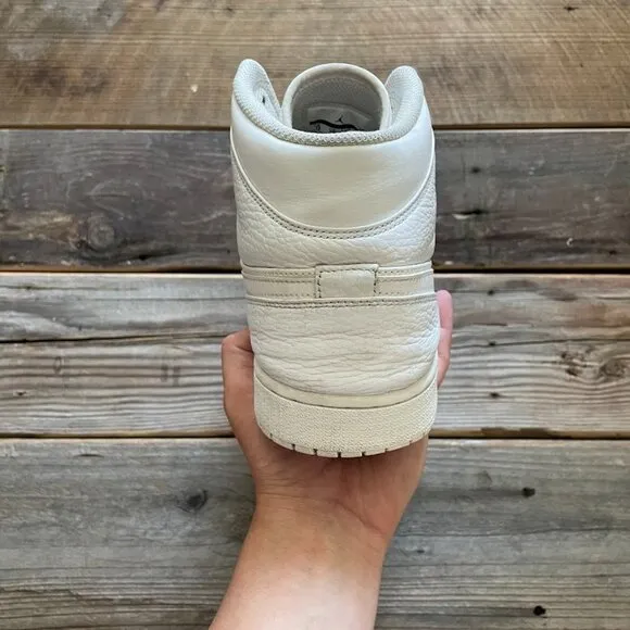Men Nike Air Jordan 1 Mid Triple White Basketball Shoes Sneakers
