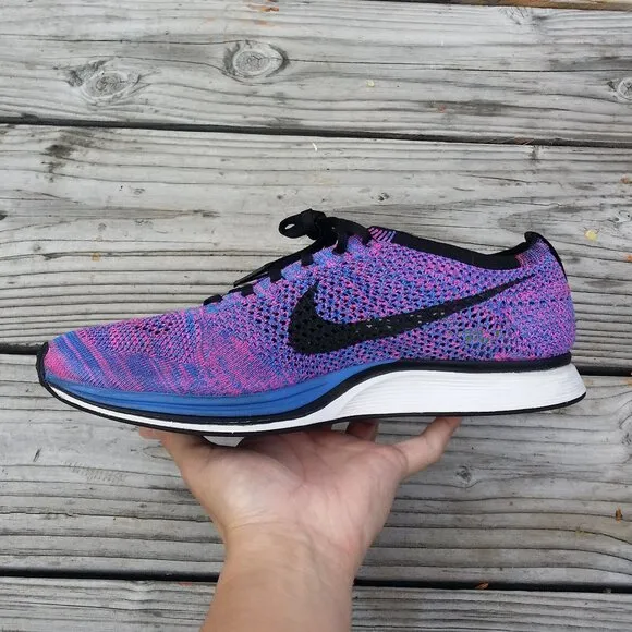 Men Nike Flyknit Racer Indigo Running Shoes Sneakers