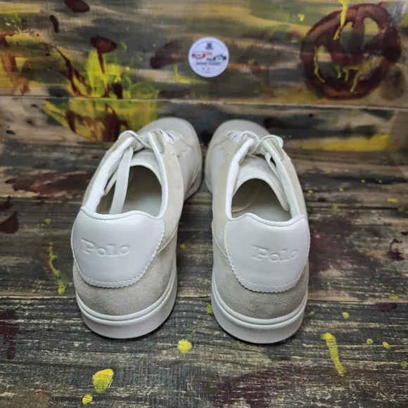 Men‎ Polo Ralph Lauren CRT Low Cream Tan Leather shoes size 13 new