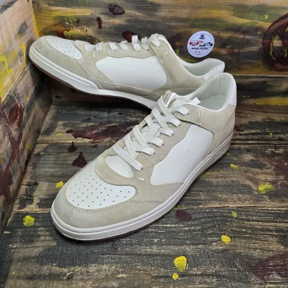 Men‎ Polo Ralph Lauren CRT Low Cream Tan Leather shoes size 13 new