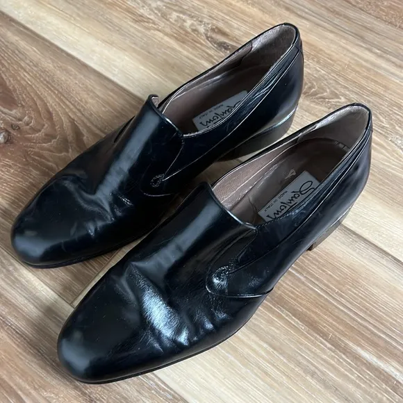 Men Santoni Black Loafers Shoes Size 7