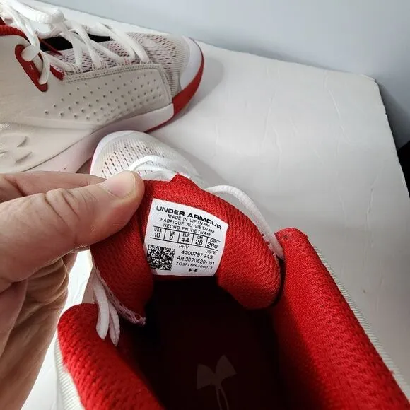 Men UA Under Armour Torch Basketball Shoes Sneakers White &amp; Red 3020620-101