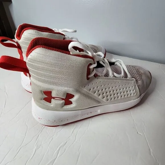 Men UA Under Armour Torch Basketball Shoes Sneakers White &amp; Red 3020620-101