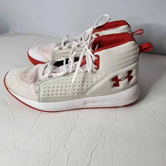 Men UA Under Armour Torch Basketball Shoes Sneakers White &amp; Red 3020620-101